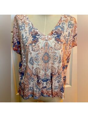 Lucky Brand Boho Print V-Neck Top